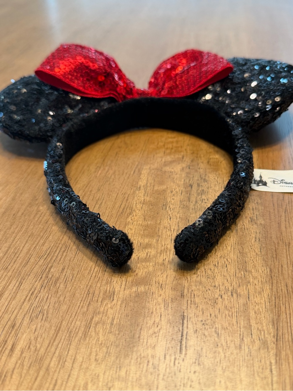 Disney Parks Minnie Mouse Black Sequin Ears Headband with Red Bow EUC - Picture 6 of 7